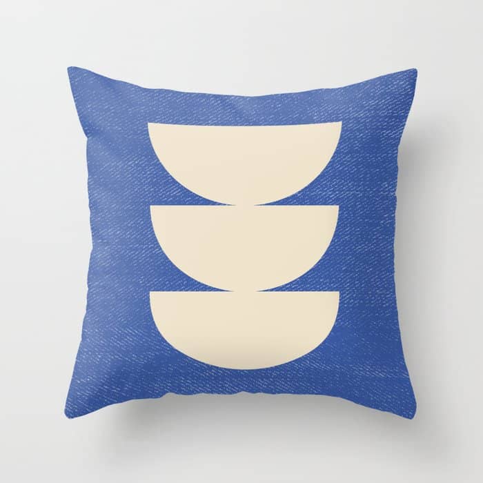 Half Circle 3 - Blue Texture Throw Pillow