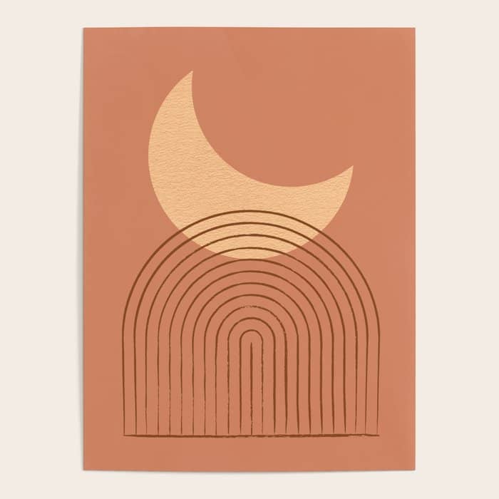 Moon Mountain Terra Orange - Mid Century Modern Poster