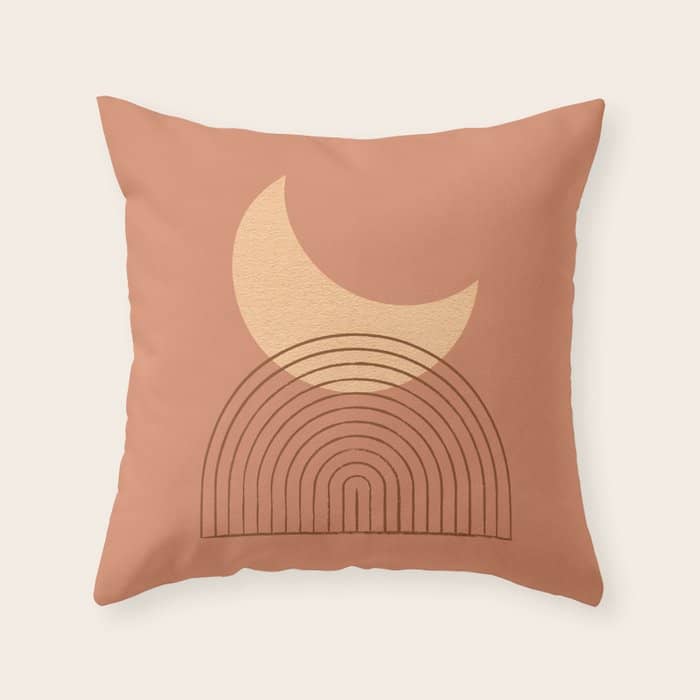Moon Mountain Terra Orange - Mid Century Modern Throw Pillow