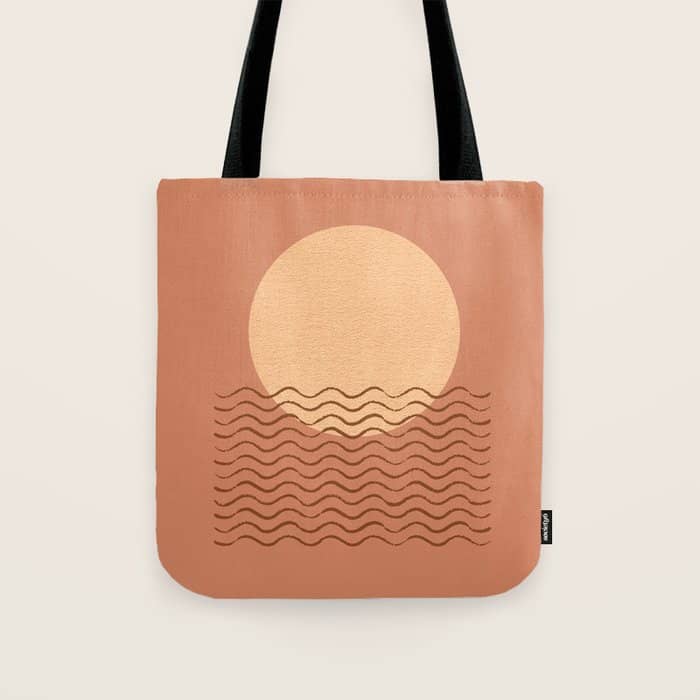 Ocean Wave Terracotta - Mid Century Modern Tote Bag