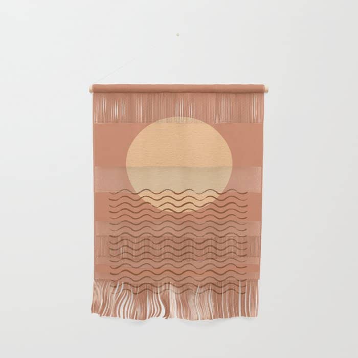Ocean Wave Terracotta - Mid Century Modern Wall Hanging