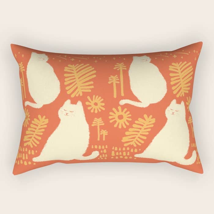 Abstraction Minimal Cat 27red Happy Go Lucky Rectangular Pillow
