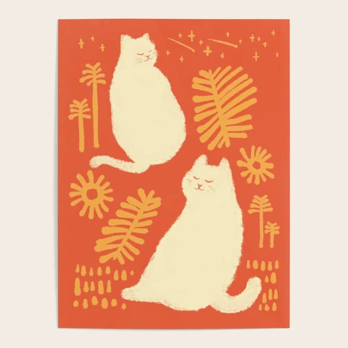 Abstraction Minimal Cat 27red Happy Go Lucky Poster