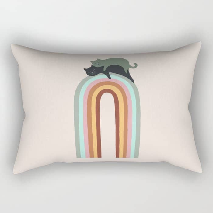 Rainbow Cat 3 Lover Hugs Rectangular Pillow