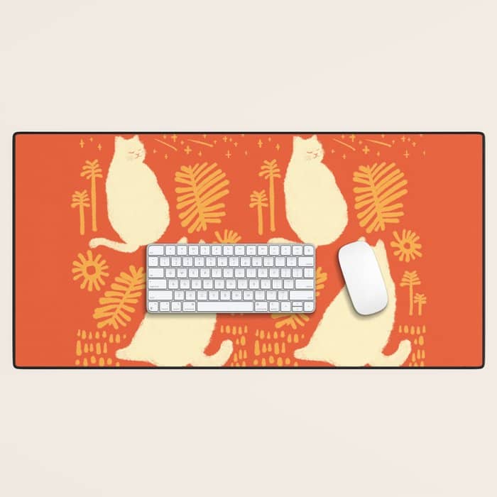 Abstraction Minimal Cat 27red Happy Go Lucky Desk Mat