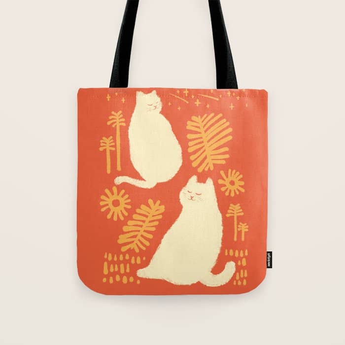 Abstraction Minimal Cat 27red Happy Go Lucky Tote Bag