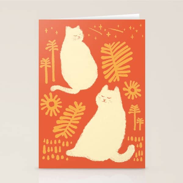 Abstraction Minimal Cat 27red Happy Go Lucky Stationery Card