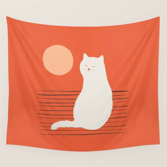 Abstraction Minimal Cat 31 Relax Day Wall Tapestry