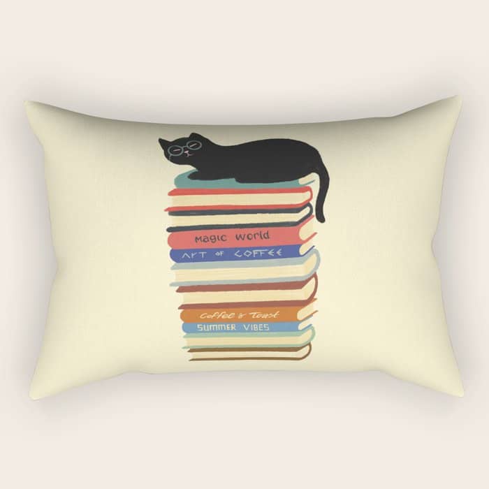 Hidden Cat 31 Reading Books  Rectangular Pillow