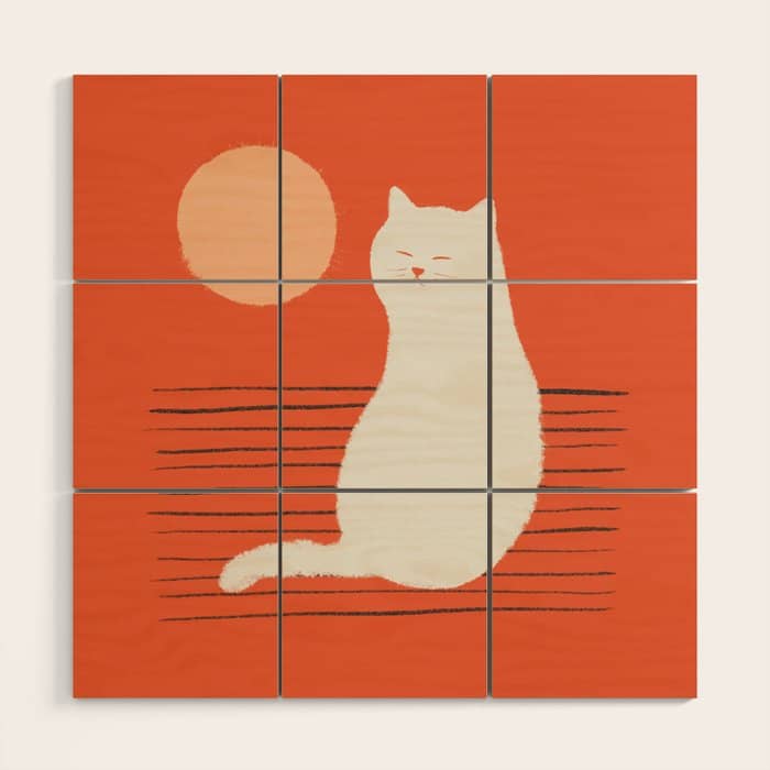 Abstraction Minimal Cat 31 Relax Day Wood Wall Art