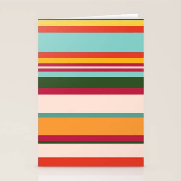 Vintage Striped Beach Pattern Stationery Card