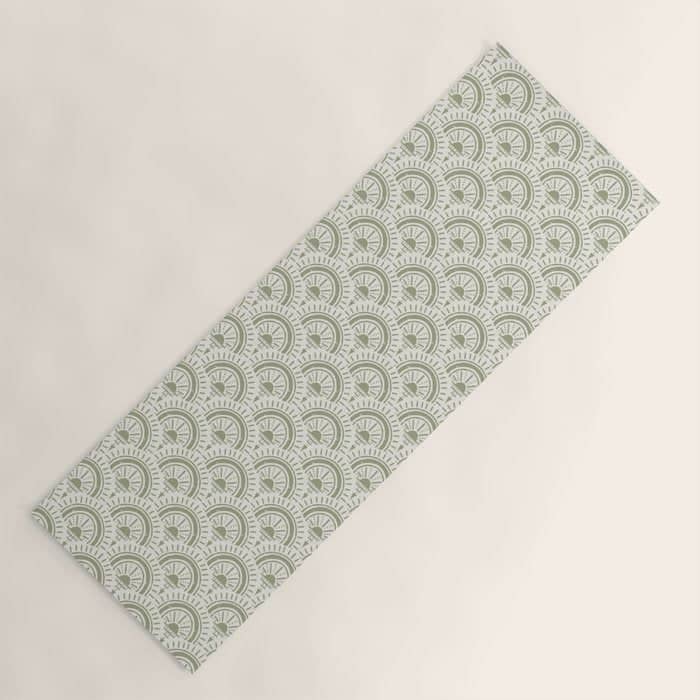 Surfside Deco . Lush Green On Neutral Yoga Mat
