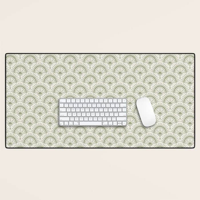 Surfside Deco . Lush Green On Neutral Desk Mat