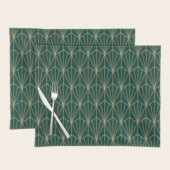 Art Deco Vector In Green And Gold Placemat