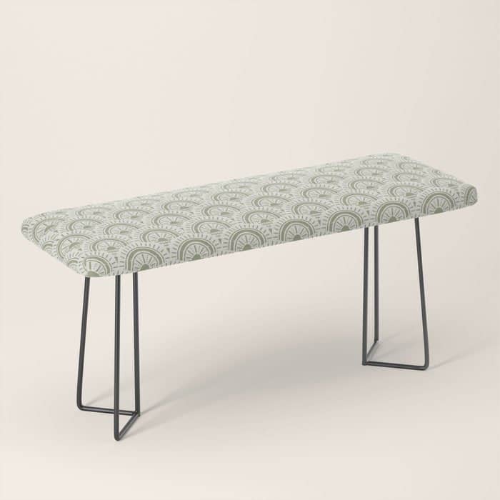 Surfside Deco . Lush Green On Neutral Bench