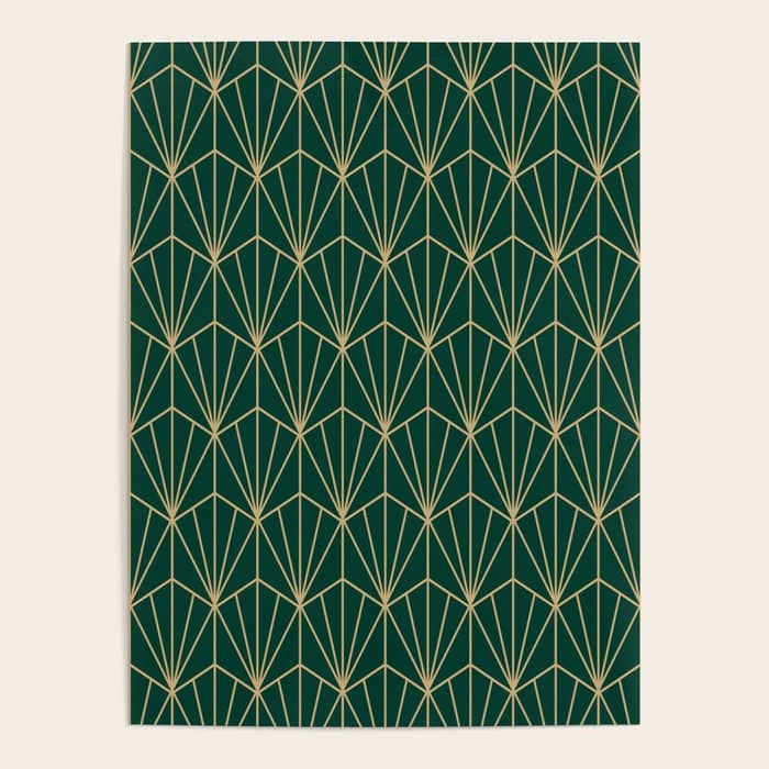 Art Deco Vector In Green And Gold Poster