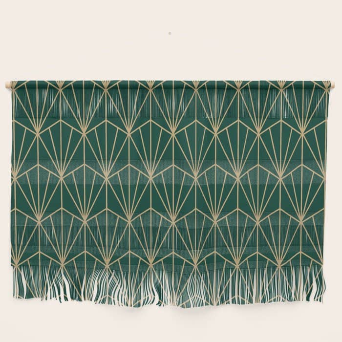 Art Deco Vector In Green And Gold Wall Hanging