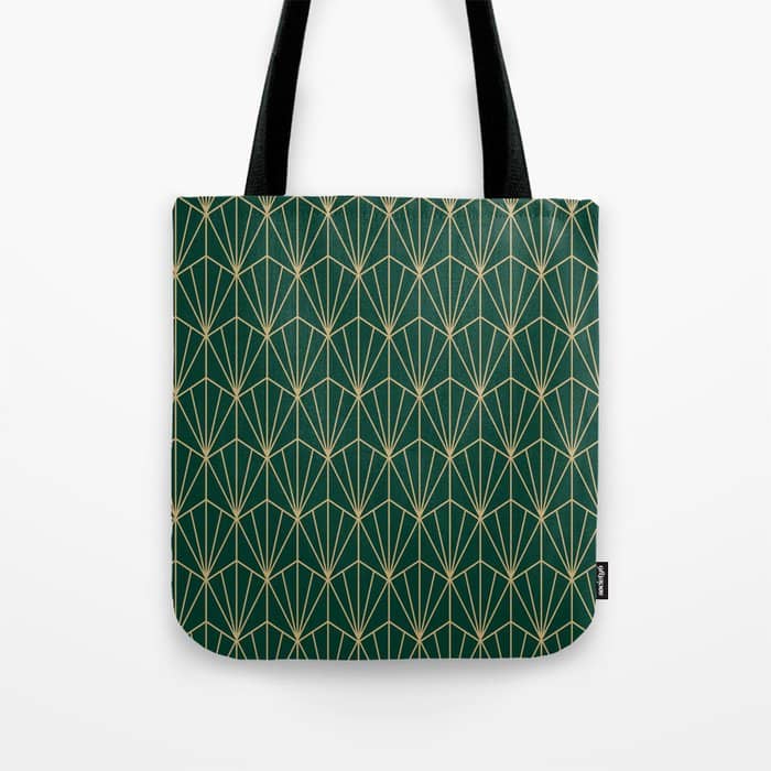 Art Deco Vector In Green And Gold Tote Bag