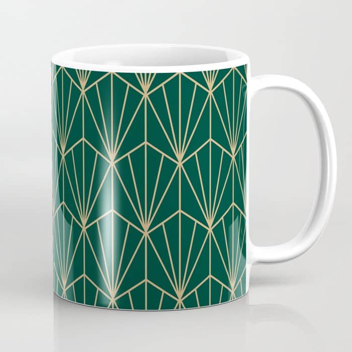 Art Deco Vector In Green And Gold Coffee Mug