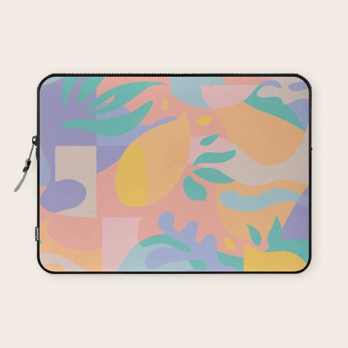 Lemons In Amalfi / Abstract Shapes, Pink, Turquoise, Yellow, Lavender Laptop Sleeve