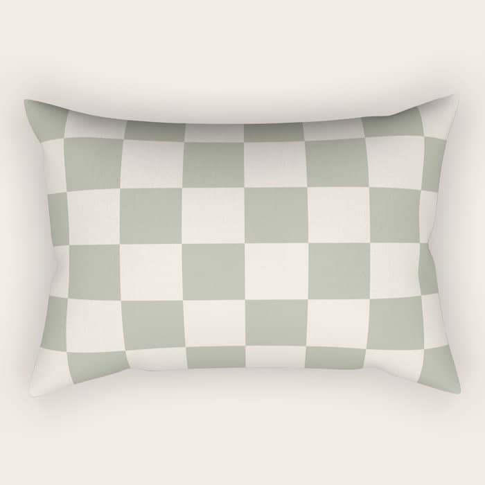 Checkered (Sage Cream) Rectangular Pillow