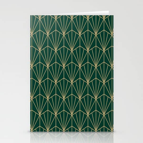 Art Deco Vector In Green And Gold Stationery Card