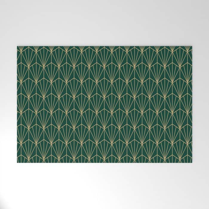 Art Deco Vector In Green And Gold Welcome Mat