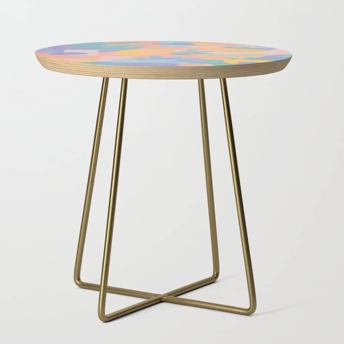 Lemons In Amalfi / Abstract Shapes, Pink, Turquoise, Yellow, Lavender Side Table