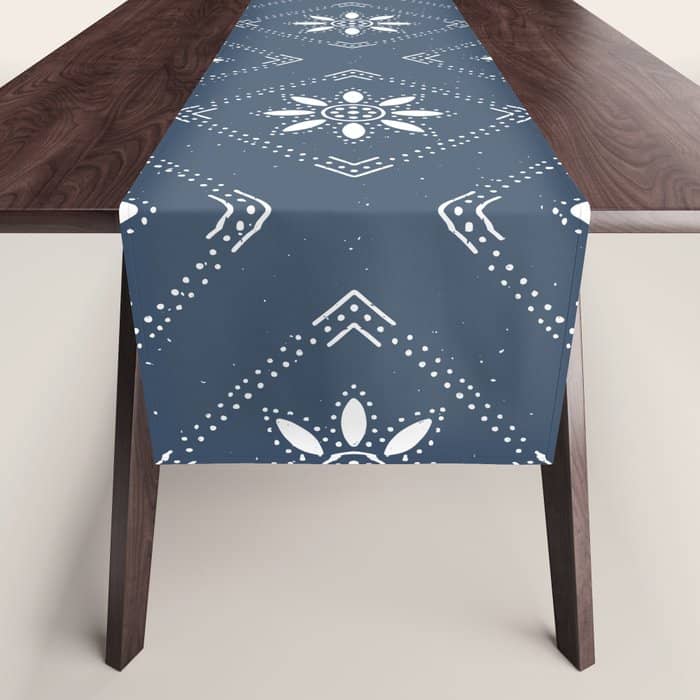 Scandinavian Classic Blue Squares Table Runner