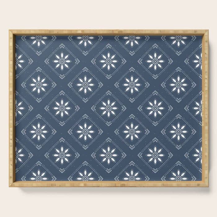 Scandinavian Classic Blue Squares Serving Tray