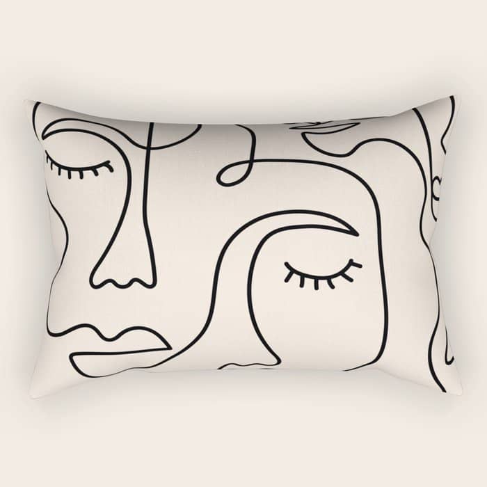 Abstract Single Line Face  Rectangular Pillow