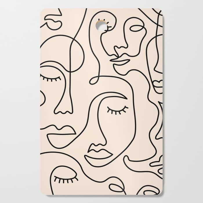 Abstract Single Line Face  Cutting Board