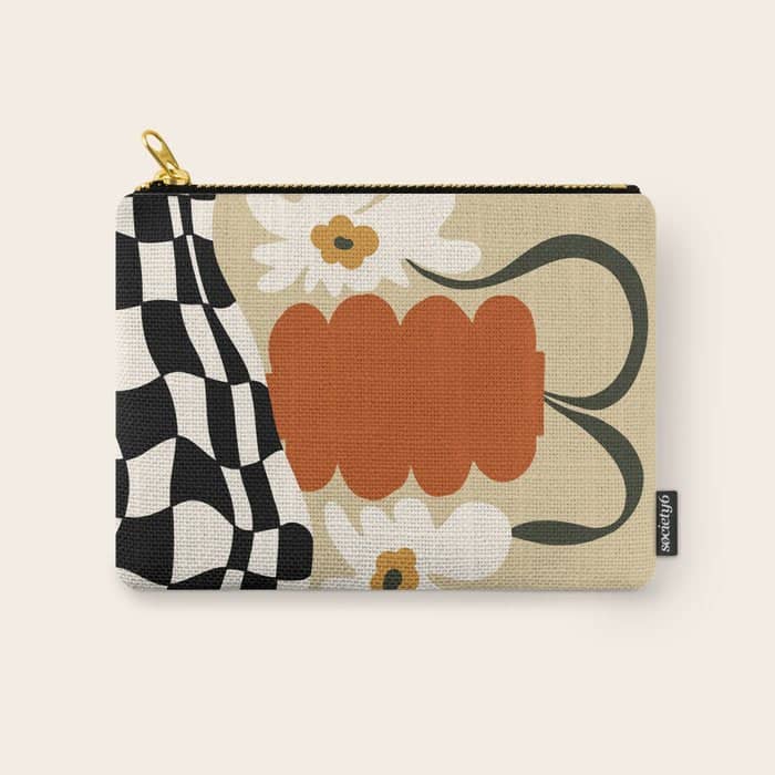 Vintage Matisse Floral Check  Carry All Pouch