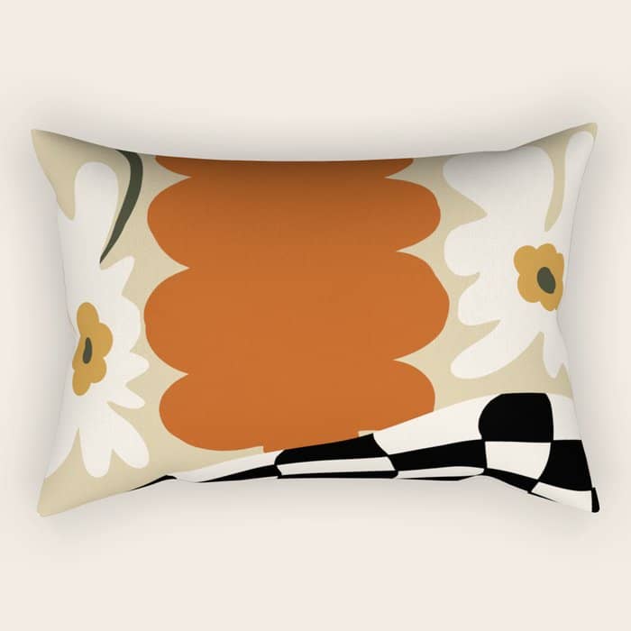 Vintage Matisse Floral Check  Rectangular Pillow