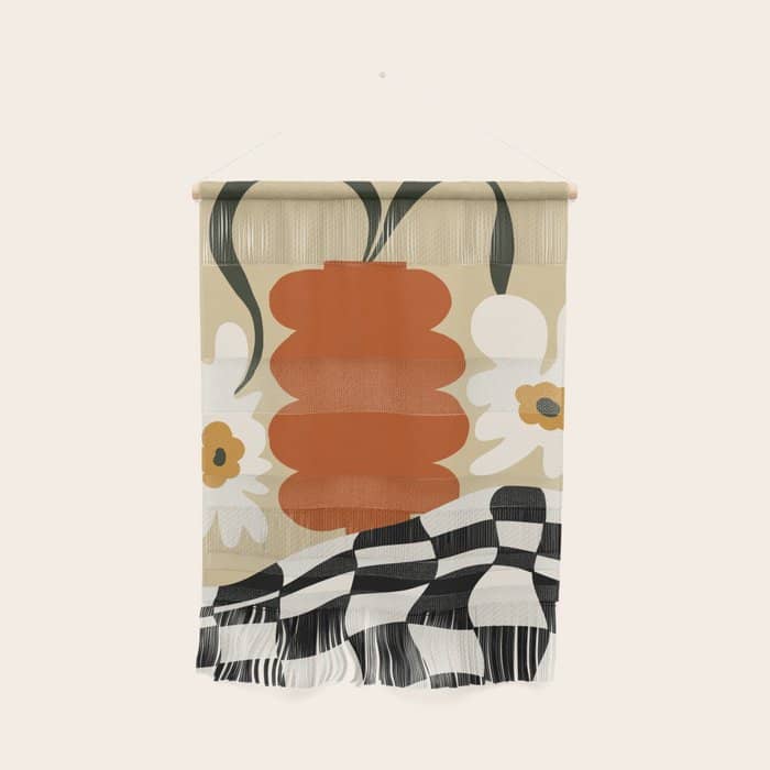 Vintage Matisse Floral Check  Wall Hanging