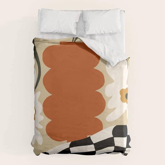 Vintage Matisse Floral Check  Duvet Cover