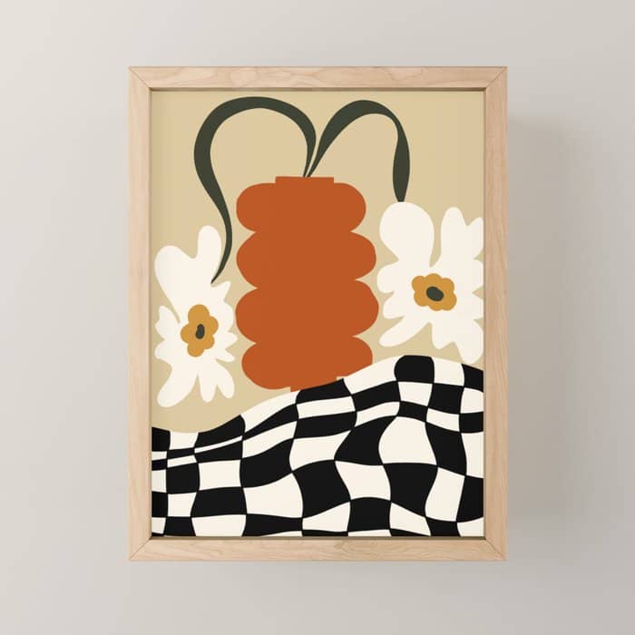 Vintage Matisse Floral Check  Mini Art Print