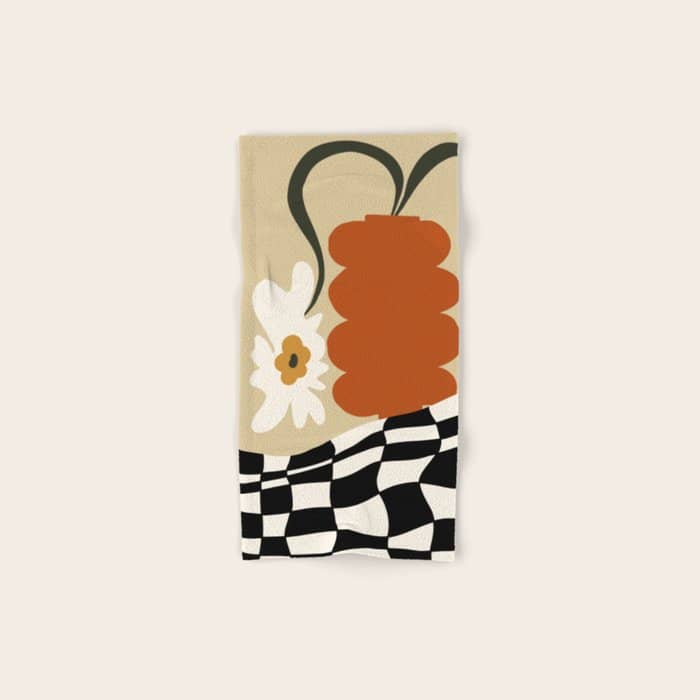 Vintage Matisse Floral Check  Bath Towel