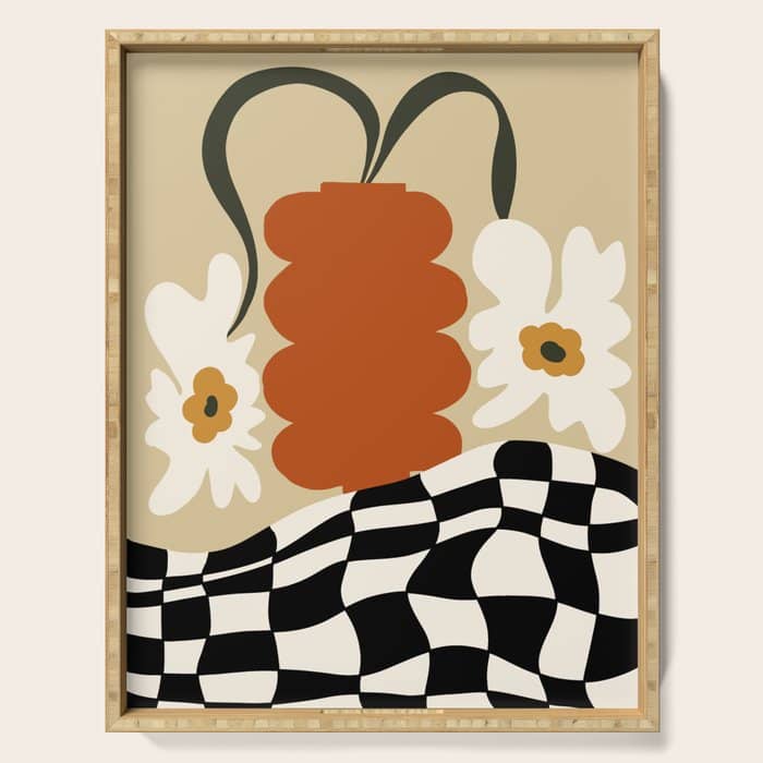 Vintage Matisse Floral Check  Serving Tray