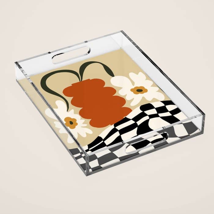 Vintage Matisse Floral Check  Acrylic Tray
