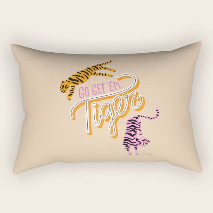 Go Get 'Em Tiger - Melon Rectangular Pillow