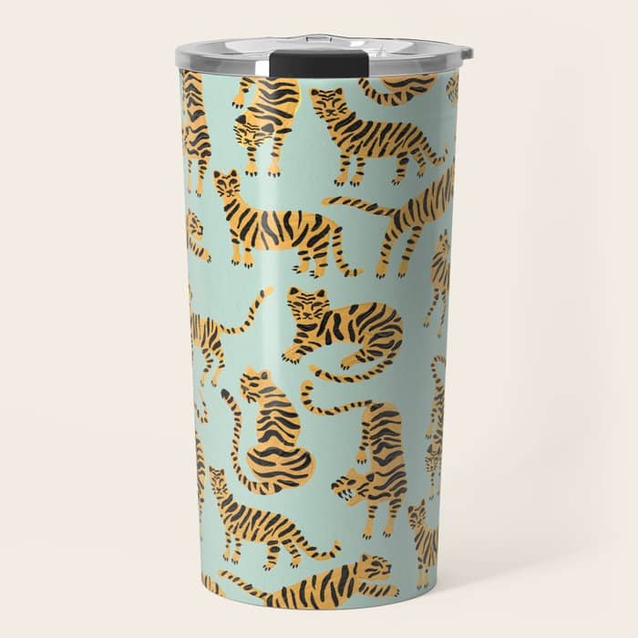 Tiger Collection - Mint & Orange Travel Mug