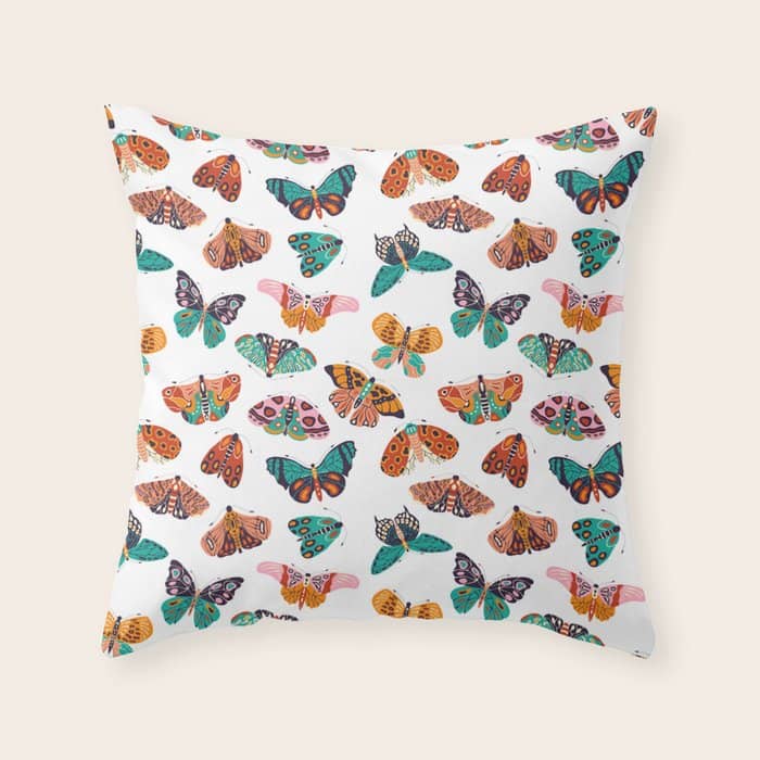 Spring Butterflies Pattern 003 Throw Pillow