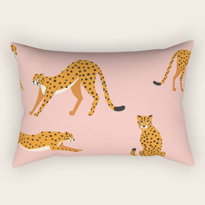 Cheetahs Pattern On Pink Rectangular Pillow