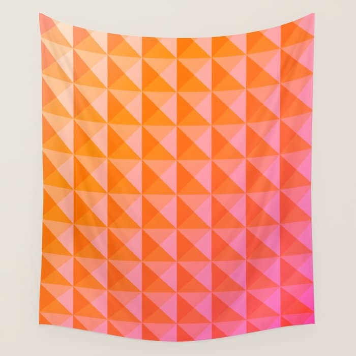 Geometric Gradient In Pink And Orange Wall Tapestry
