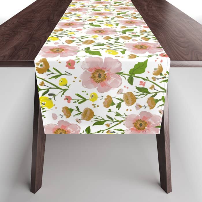 Summer Floral - Pink & Yellow Table Runner