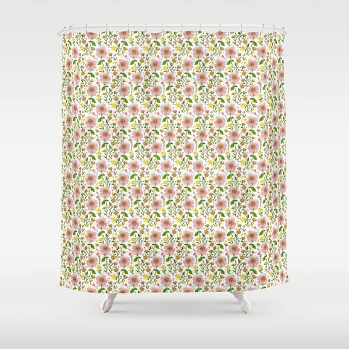 Summer Floral - Pink & Yellow Shower Curtain