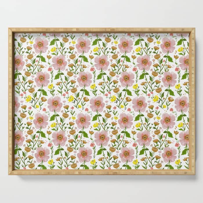 Summer Floral - Pink & Yellow Serving Tray