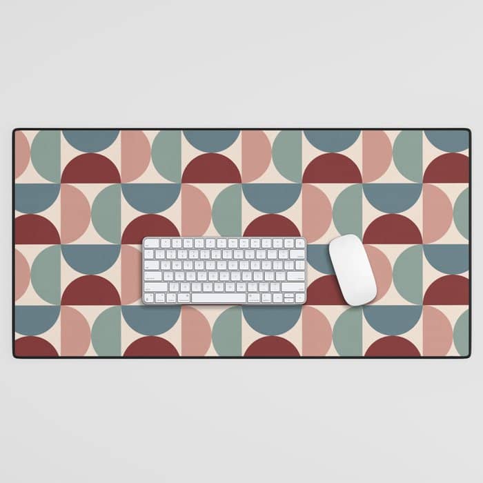 Bauhaus Mid Century Modern Geometric Pattern Xv Desk Mat
