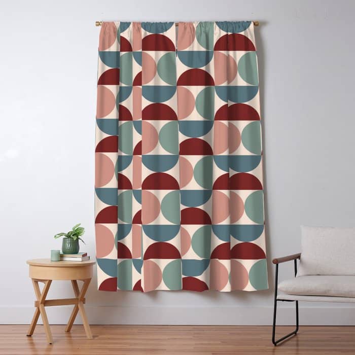 Bauhaus Mid Century Modern Geometric Pattern Xv Window Curtain